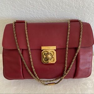 Chloé Elsie Burgundy Leather chain strap Shoulder Bag